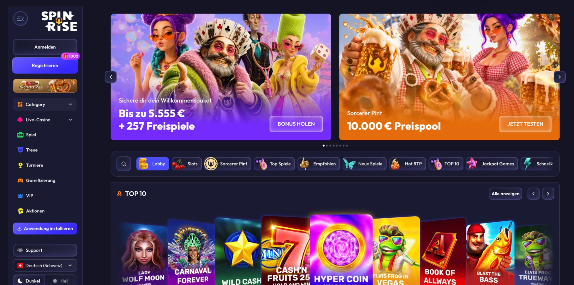 Spinrise Casino – bis 5.555 € und 257 FS
