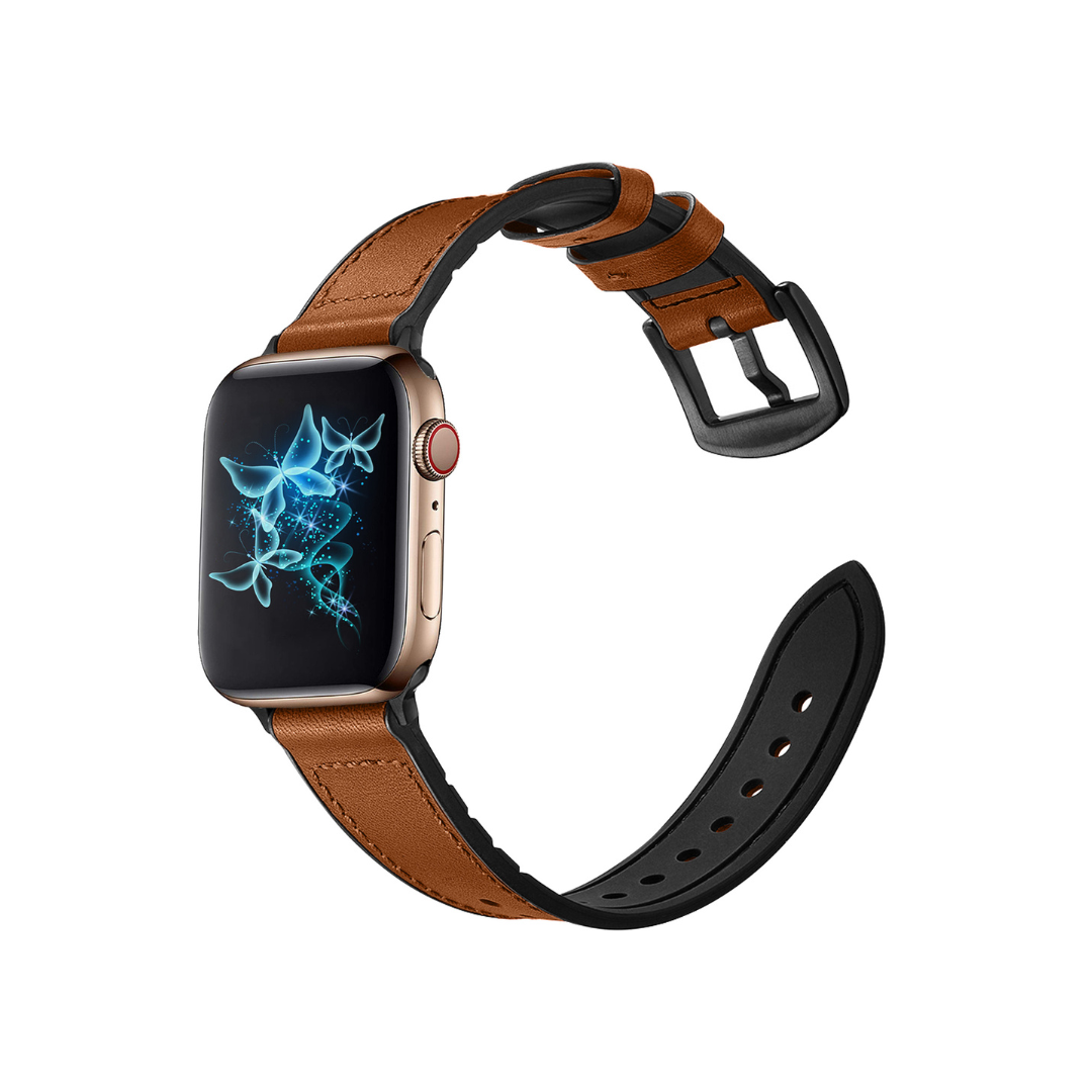 Apple Watch Silikon Schliesse Leder Armband